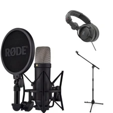 Rode NT1 Black 5th Gen Mic w/ Kellards Mic Stand, Polsen HPC-A30 Headphones Kit