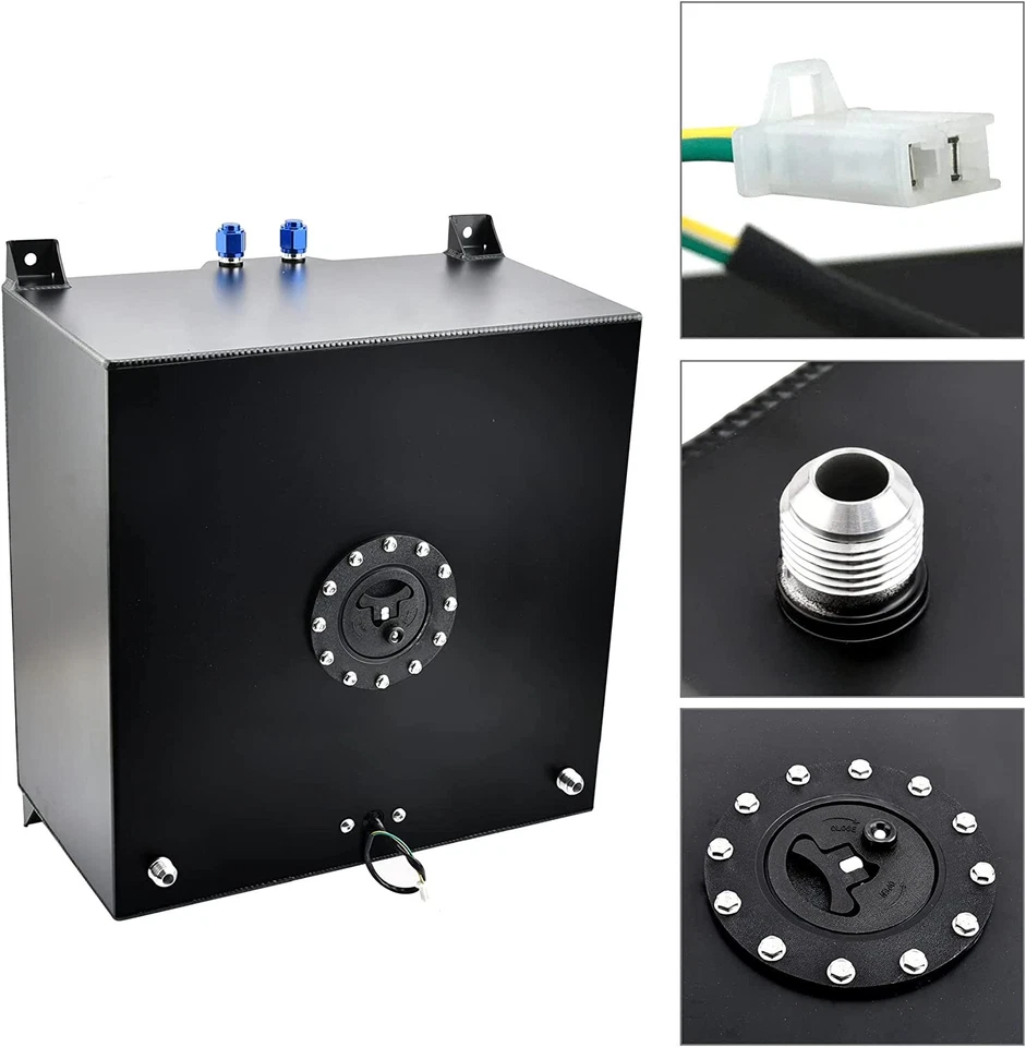 15Gallon Coated Aluminum Fuel Cell Gas Tank+Cap+Level Sender+Steel Fuel Line Kit - Image 4 of 4