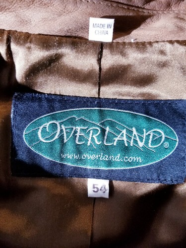 Men's 54 overland western rodeo genuine smooth suede leather Brown Coat Jacket - Picture 4 of 7