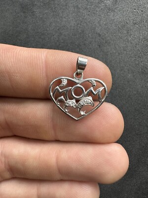 1,9 g Vintage Sterling Silber 925 CZ ''Mama'' Herz Anhänger Schmuck Konvolut R