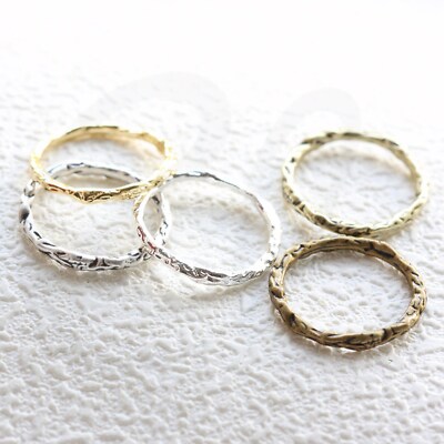 Brass Base Textured Closed Ring - Loop - Connector - Link 20.5mm (4875C)