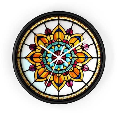Mandala Reloj de Pared Vidrieras Imitación Oficina Reloj Estilo Boho Regalo para Mamá, - Imagen 5 de 19