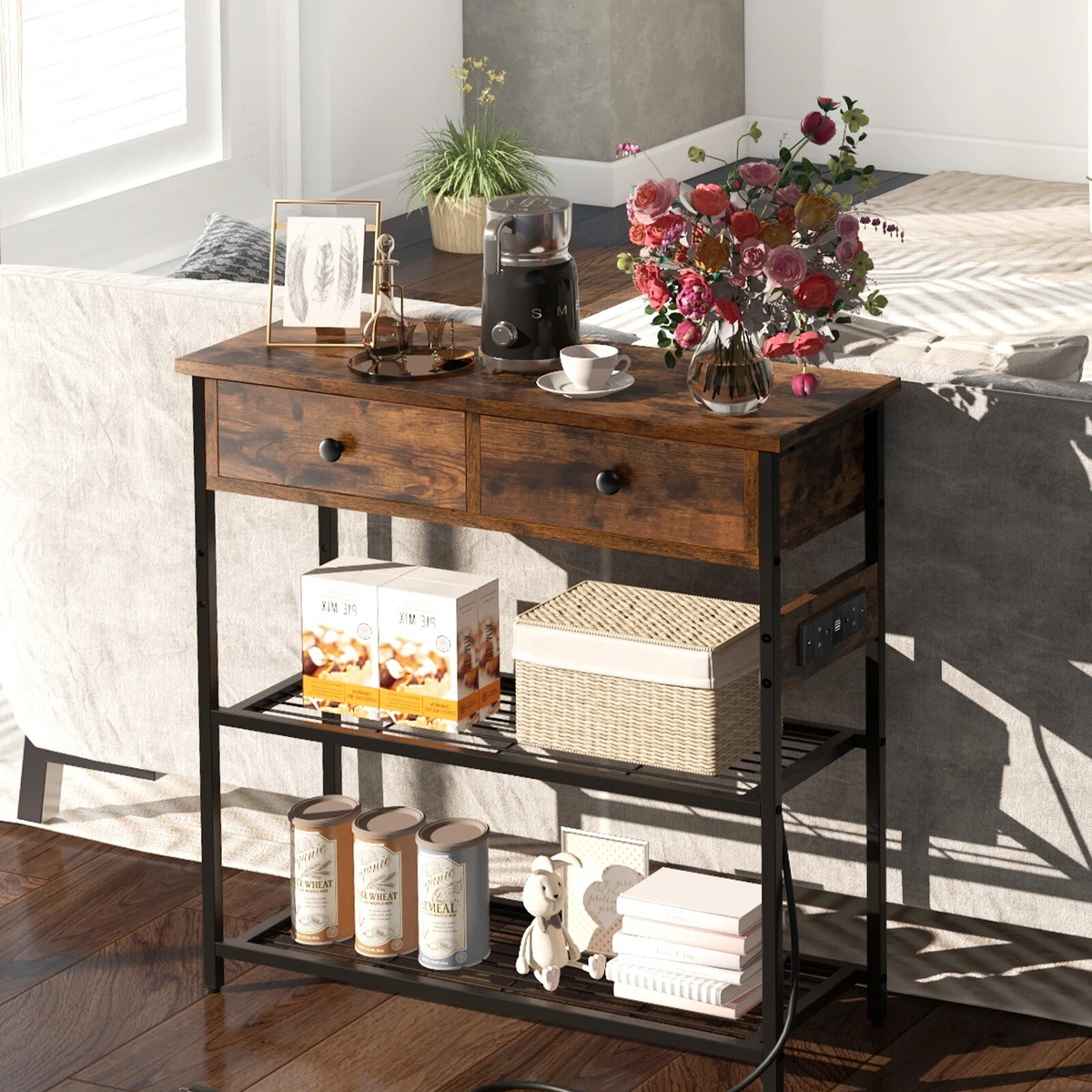 Console table 2024 with charging station