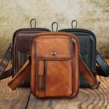 Genuine Leather Belt Bag Hip Bag Men Women Phone Pouch Belt Purse Crossbody Bag