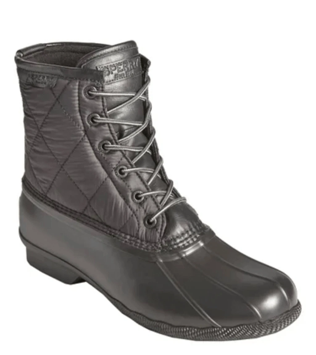 Sperry Mens Snow Boots Chukkas Booties Quilted Saltwater Duck Nylon Black 10