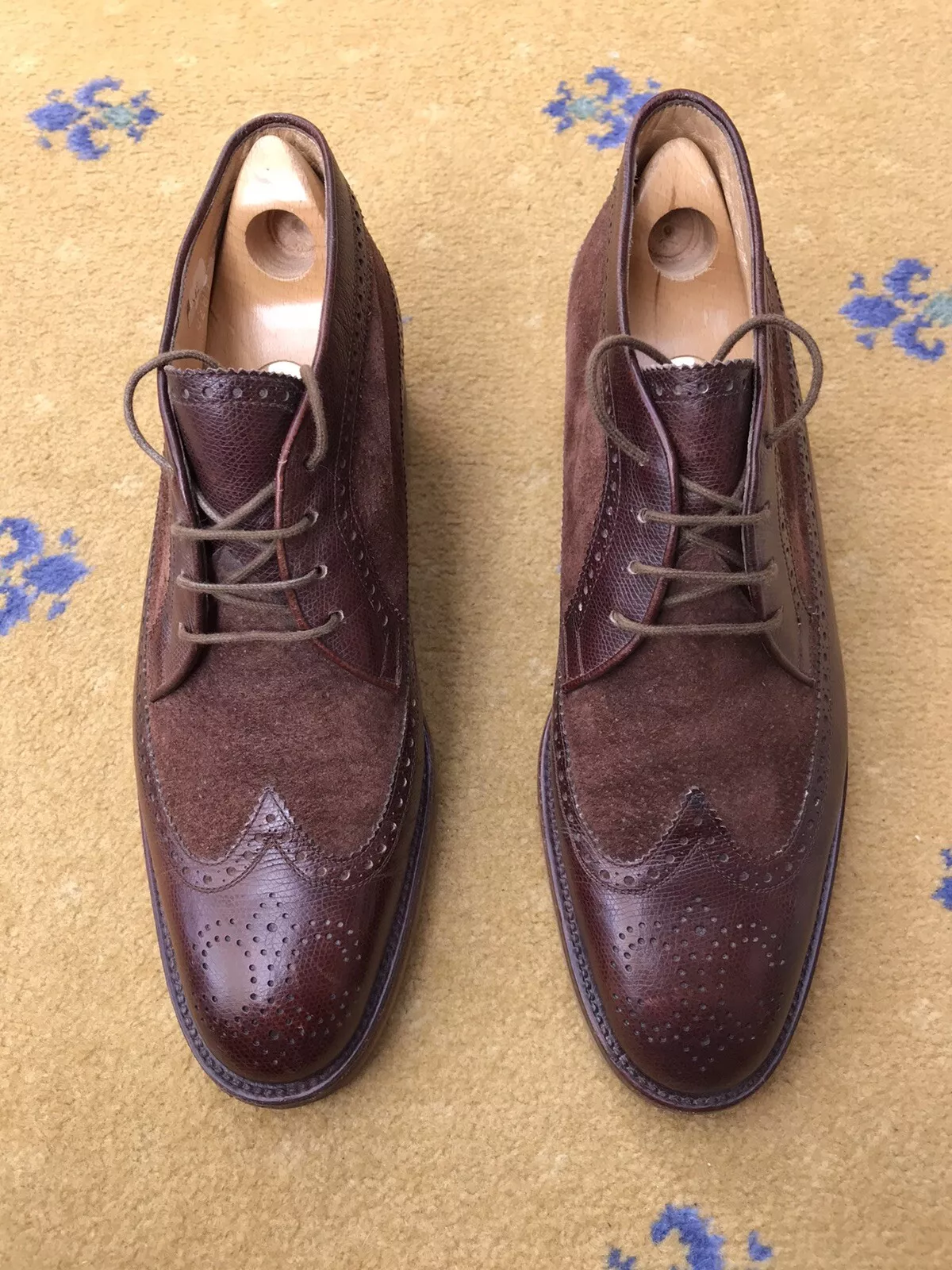 Gucci Bottes Chaussures Cheville Marron Cuir Daim Vintage Homme UK 9,5 US 10,5 EU 43,5