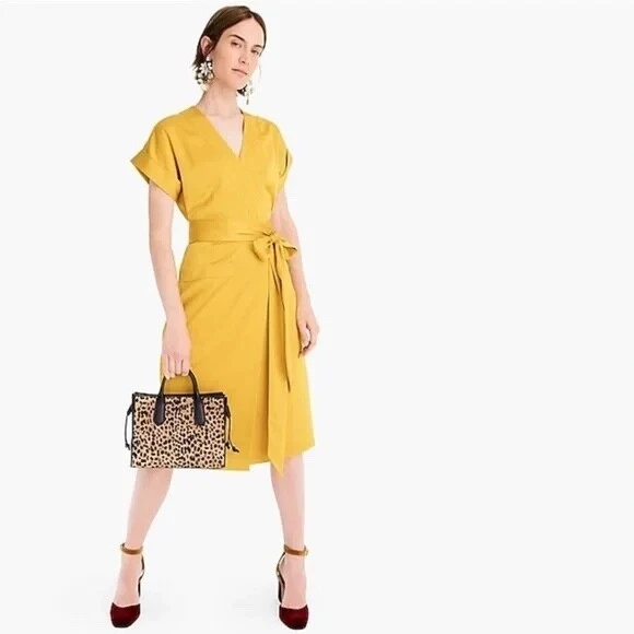 RSVP $178 | J. Crew | Manga Curta, Bolsos, Vestido Wrap | Amarelo | Tamanho XS - Imagem 2 de 4