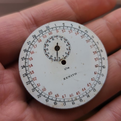 Zenith Stop Watch Timer Dial Part, Enamel, Rare Part 44.4mm (O104) - Picture 3 of 7