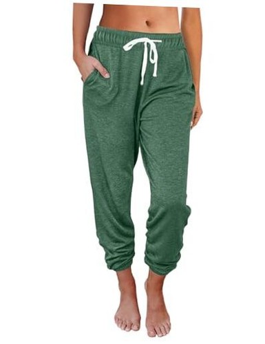 Baggy Sweatpants for Women with Pockets-Lounge Womens Pajams XX-Large Green