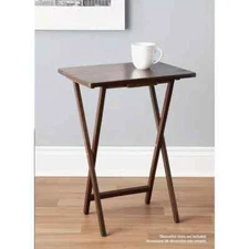 Mainstays Indoor Single Folding TV Tray Table - Walnut L 19 x W 15 x H 26
