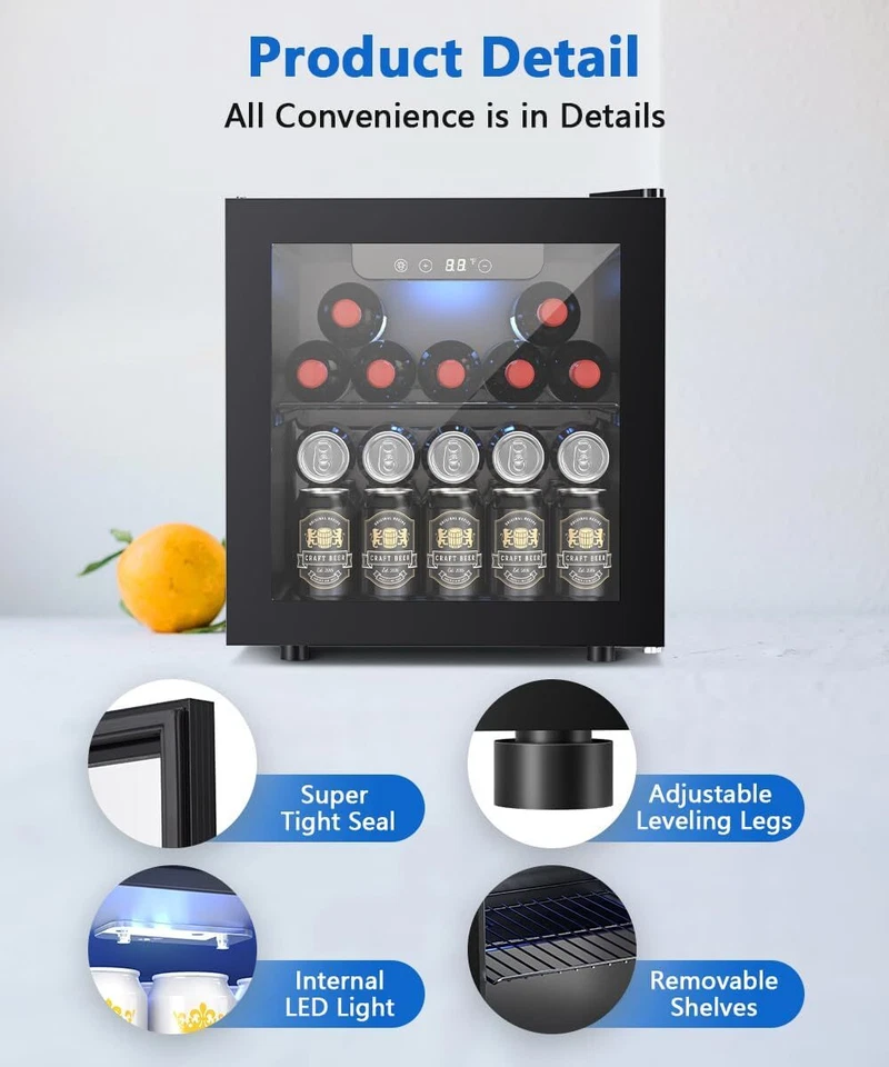 1.3/1.7/2.6/3.2 Cu.Ft Beverage Refrigerator Cooler Mini Fridge with Glass Door - Image 4 of 4