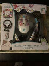 Squishmallows Headsets with Microphone, Wireless Mouse And mouse pad Tech Bundle