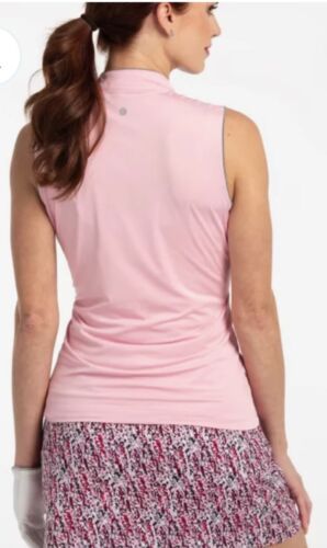EP New York PATTERN PLAY MANDARIN COLLAR SLEEVELESS GOLF POLO small - Picture 4 of 6