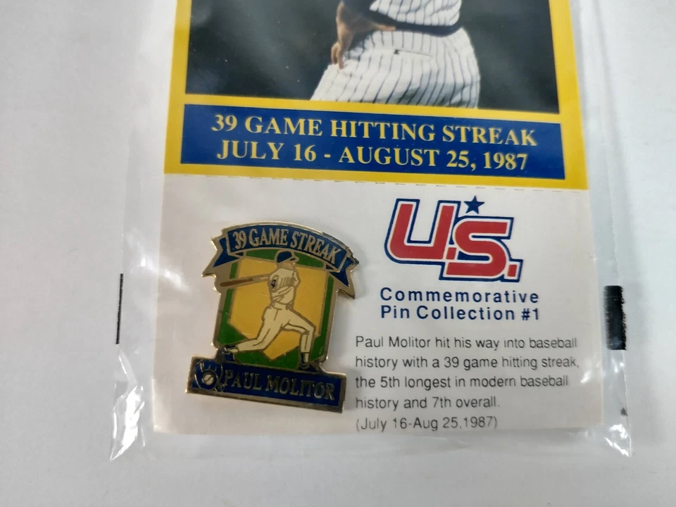 Milwaukee Brewers Hat Lapel Pin MLB Paul Molitor 39 Game Hitting Streak 1987 - Image 2 of 4