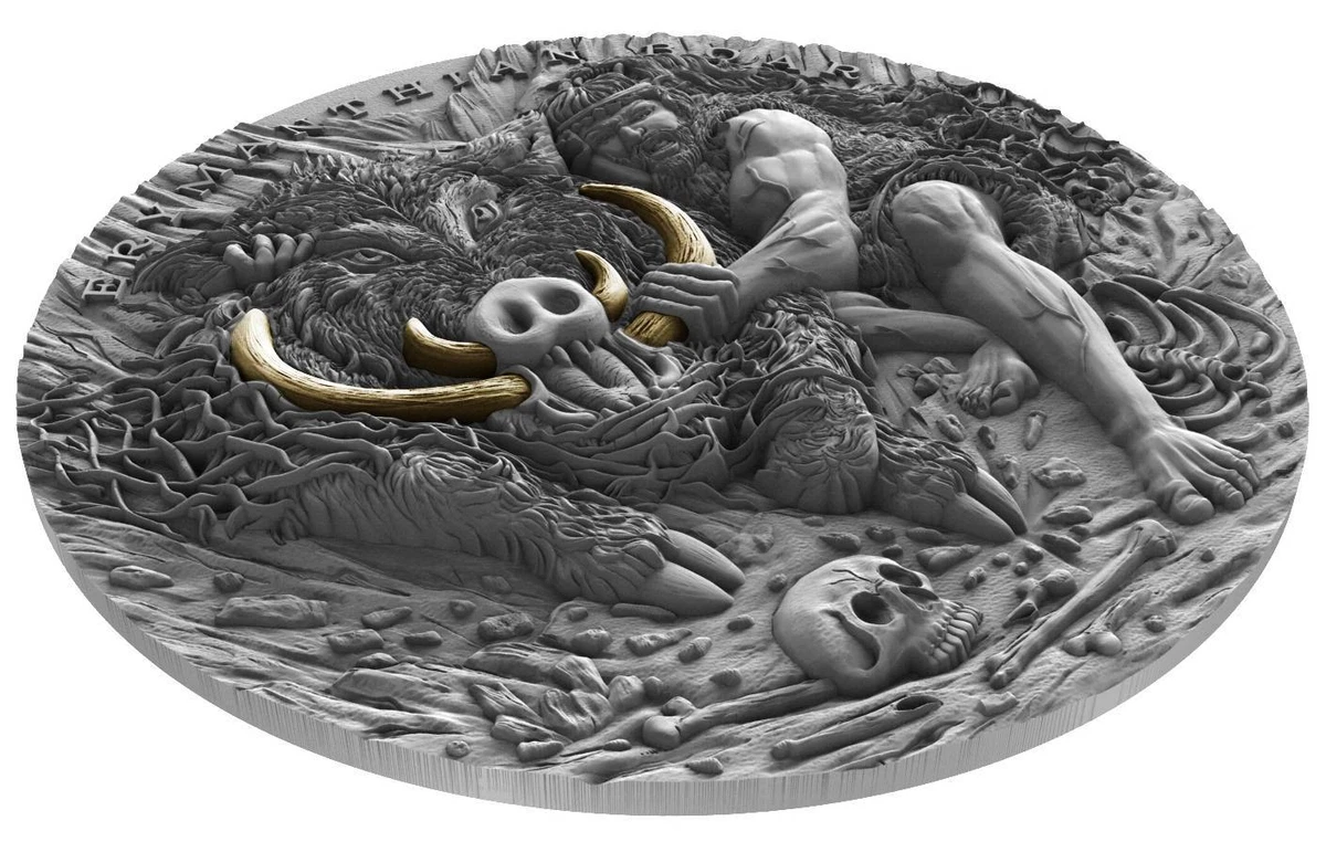 ERYMANTHIAN BOAR TWELVE LABOURS OF HERCULES - 2020 2 oz Pure Silver Coin -  NIUE | eBay