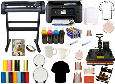 34'' Vinyl Plotter Cutter Epson Printer 8in1 Pro Sublimation Heat Press Transfer