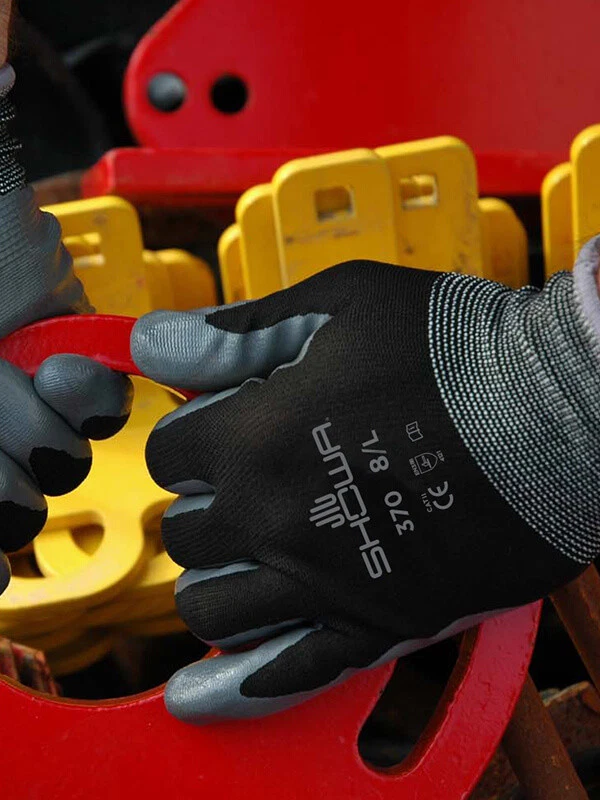 SHOWA 370 Montage Präzision Perfekte Passform Grip Handschuhe Nitril Palm Coated - Bild 2 von 4
