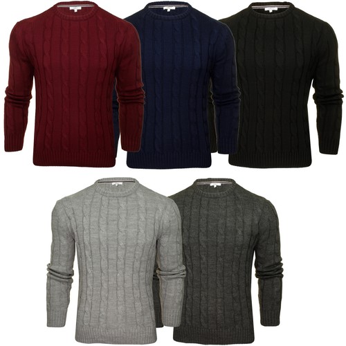 Xact Mens Crew Neck Cable Knit Jumper 