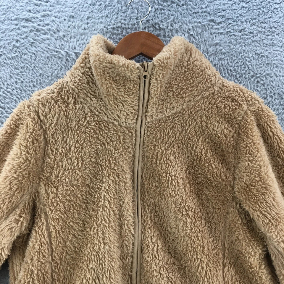 Jaqueta feminina Tommy Hilfiger pele sintética difusa M bege sólida gola simulada manga longa - Imagem 2 de 4