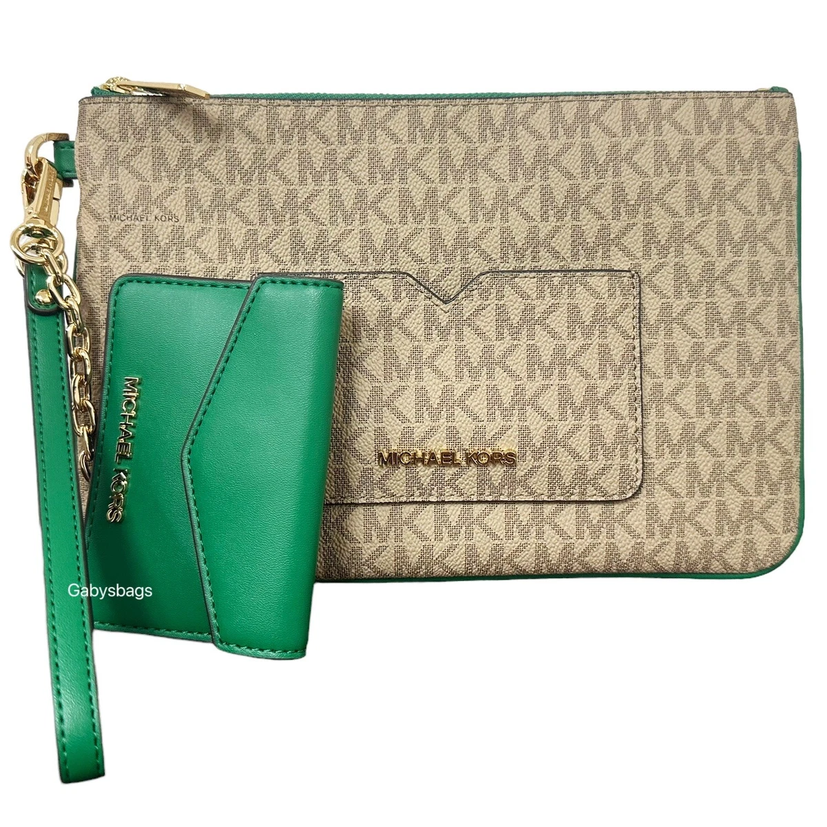 Michael kors green clutch deals