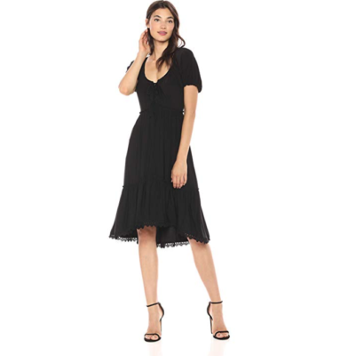 Anne Klein Women's FIT & Flare Tiered Dress, Black, XL