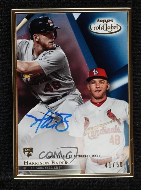 2018 Topps Gold Label gerahmt blau 41/50 Harrison Bader #FA-HB Autogramm 00kj