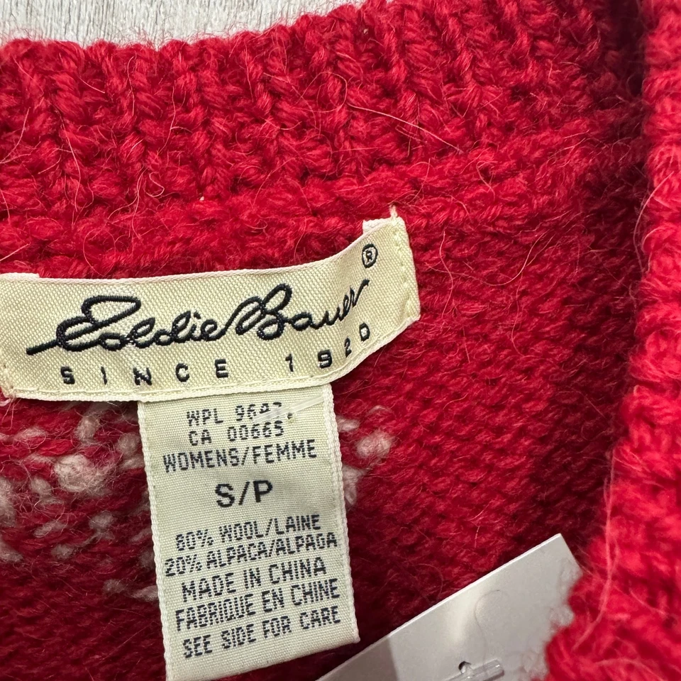Cárdigan suéter vintage Eddie Bauer para mujer pequeño Fair Isle lana nórdica alpaca Foto 4 de 4