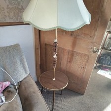 Vintage 1960s Floor Lamp With Integrated Table & Dansette Legs  
