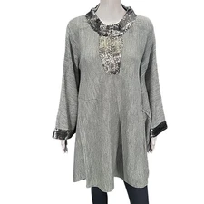 Antthony Original Womens Sequin Front Pullover Poncho Sweater One Size Gray Top