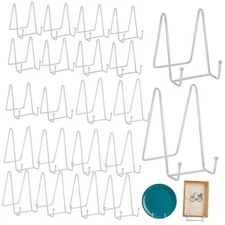  20 Pack Plate Stands for Display, 10 Pcs 4 Inch Metal Frame Plate Holder White
