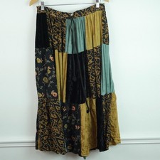Vintage P Medium Midi Skirt Patchwork Velvet Boho Whimsigoth 90s Witchy Grunge
