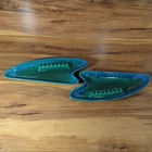 Royal Haeger SP 12 Boomerang Ashtray Set Blue Green 13.5" Mid Century
