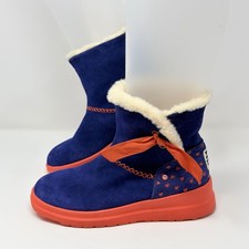 I Heart UGG Knotty Boots Womens 7 Blue Red Suede Shearling NOS Store Model