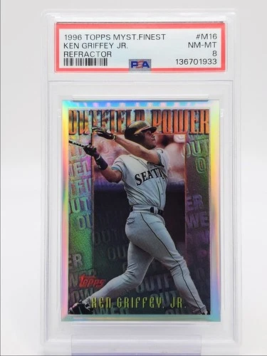 KEN GRIFFEY JR 1996 TOPPS MYSTERY FINEST OUTFIELD POWER REFRACTOR PSA 8 Q3470