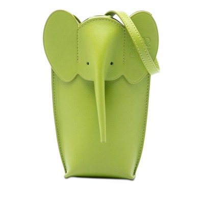 LOEWE Leather Elephant Pocket Crossbody Pre-Loved Bag Light Green