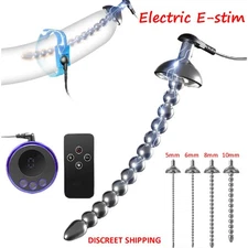Electric E-stim Male Meter Urethral Sounding Stretcher Penis Plug Bead Dilator