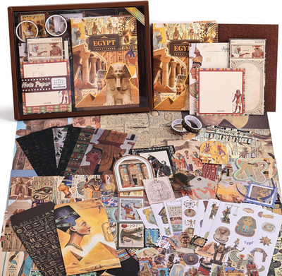 Scrapbooking Supplies Kit, Egyptian Vintage Aesthetic Scrapbook Kit for Bullet J