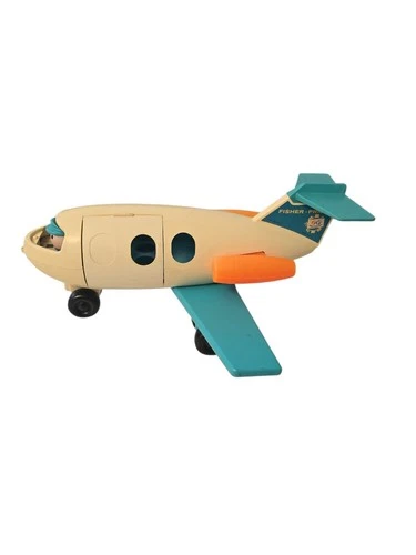 Vintage 1970-1972 Fisher Price Little People Toy Jet Airplane Plane w/Pilot READ