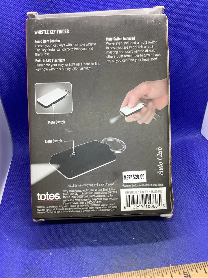 Totes Whistle Key Finder Built-in LED Light NOS. S32 - Image 2 of 2