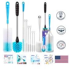 8-Piece Bottle Cleaning Brush Set with Long Handle for Glass and Sports Bottles