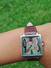 Handmade Custom Watch - Real Vintage Postage Stamp Dial - Unique Square Case"