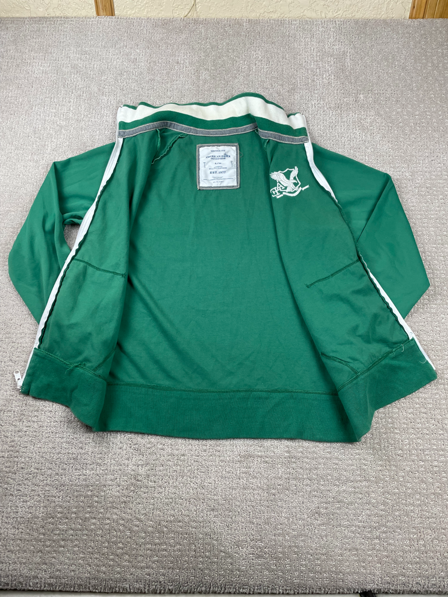 American Eagle Track Jacket Mens Large Vintage Fit Green