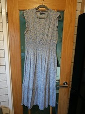 Marks & Spencer Women's Midi Floral Dress - Cornflower Blue & Mustard - 14 Long