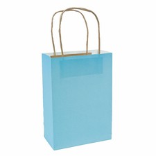 12 Light Blue Kraft Gift Bags Medium Size Paper Party Favor Bags by Fun Express
