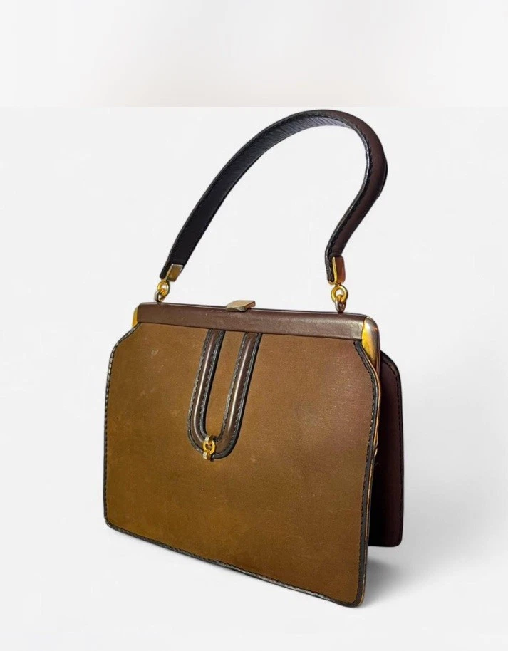 Loewe — Vintage 1940s LOEWE Suede Leather Handbag Rare
