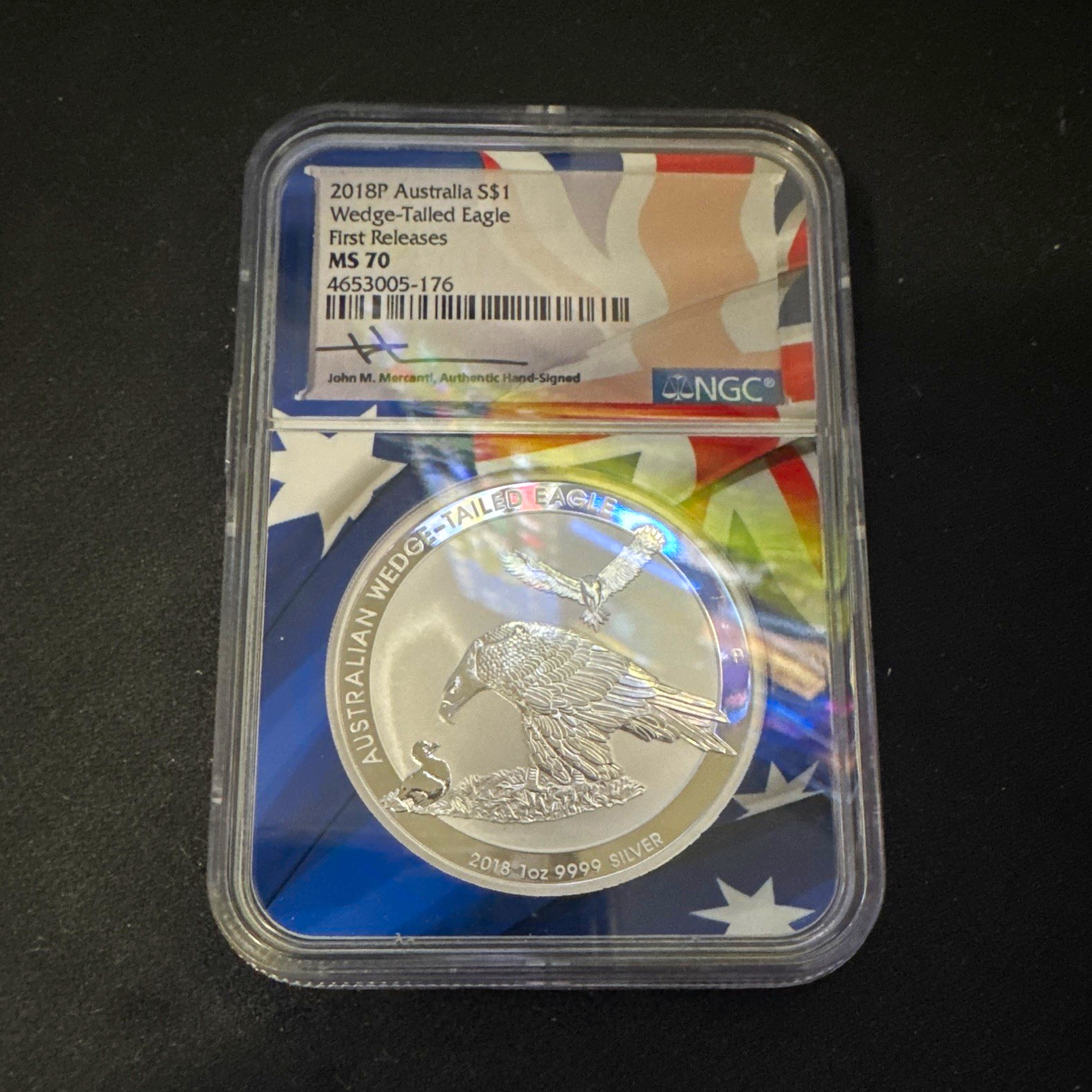 Australia Wedge-Tailed Eagle 2018 $1 1oz .9999 Silver NGC MS70 First Rel