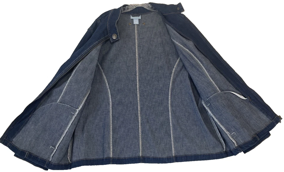 Liz & Me Jacket Denim Women Plus Sz 2X(22/24W) Blue Full-Zip Mock-Collar RN99249 - Image 4 of 4