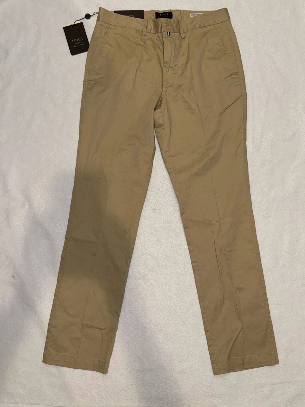 Vintage LINCS DC & Company Khaki Tan Beige Pants Sz 32 x 32 cotton elastene