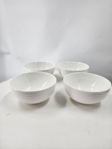 Mikasa SWIRL White Bone China SET OF 4 Fruit, Berry, Dessert Bowls, 4 3/8" - Picture 6 of 9