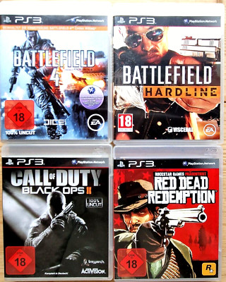4 Action Spiele für PS3 Playstation 3, CoD Balck Ops II, Red Dead, Battlefield 4